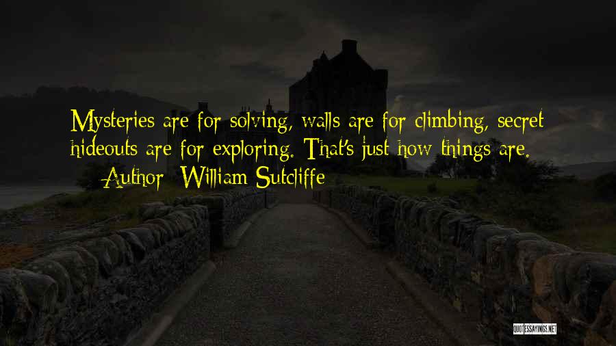 William Sutcliffe Quotes: Mysteries Are For Solving, Walls Are For Climbing, Secret Hideouts Are For Exploring. That's Just How Things Are.