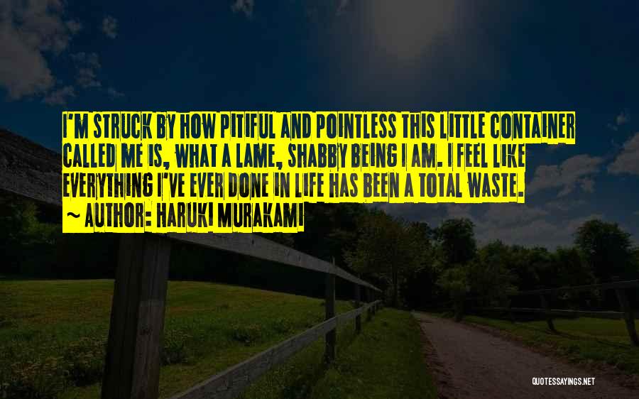 Haruki Murakami Quotes: I'm Struck By How Pitiful And Pointless This Little Container Called Me Is, What A Lame, Shabby Being I Am.