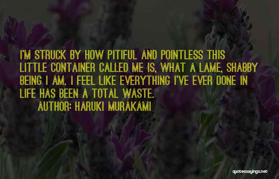 Haruki Murakami Quotes: I'm Struck By How Pitiful And Pointless This Little Container Called Me Is, What A Lame, Shabby Being I Am.