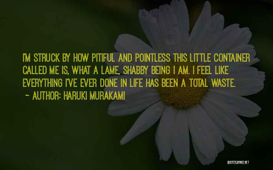 Haruki Murakami Quotes: I'm Struck By How Pitiful And Pointless This Little Container Called Me Is, What A Lame, Shabby Being I Am.