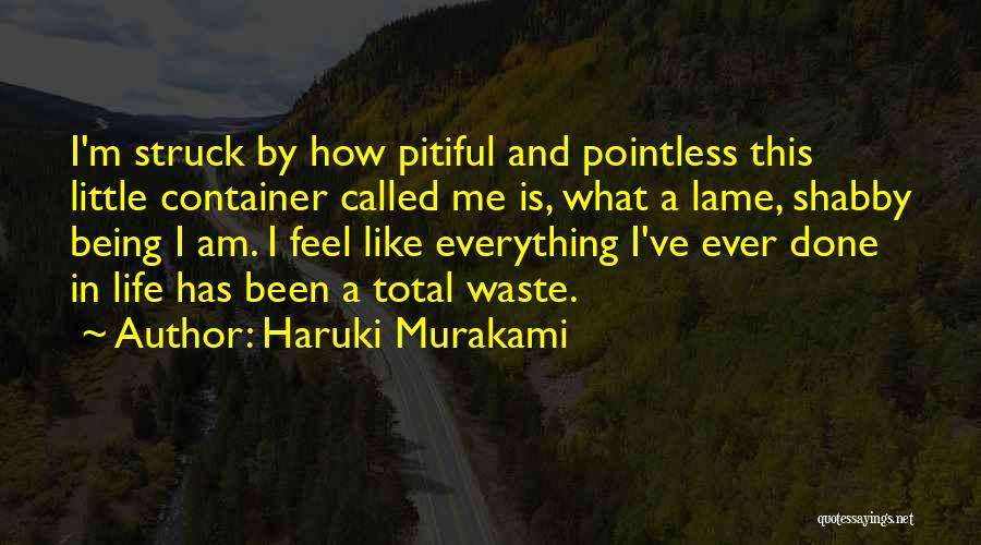Haruki Murakami Quotes: I'm Struck By How Pitiful And Pointless This Little Container Called Me Is, What A Lame, Shabby Being I Am.