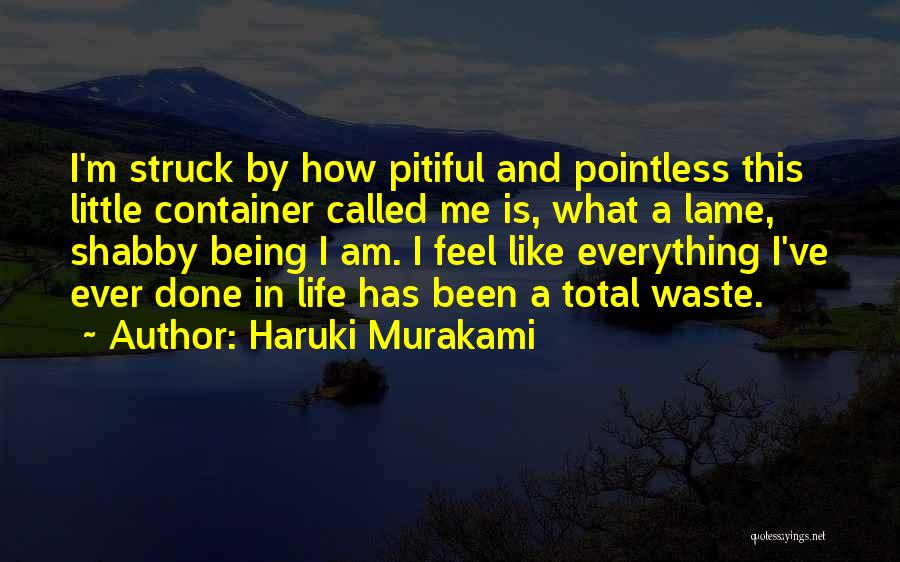 Haruki Murakami Quotes: I'm Struck By How Pitiful And Pointless This Little Container Called Me Is, What A Lame, Shabby Being I Am.