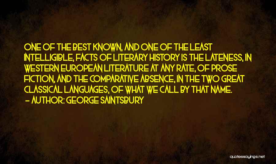 George Saintsbury Quotes: One Of The Best Known, And One Of The Least Intelligible, Facts Of Literary History Is The Lateness, In Western