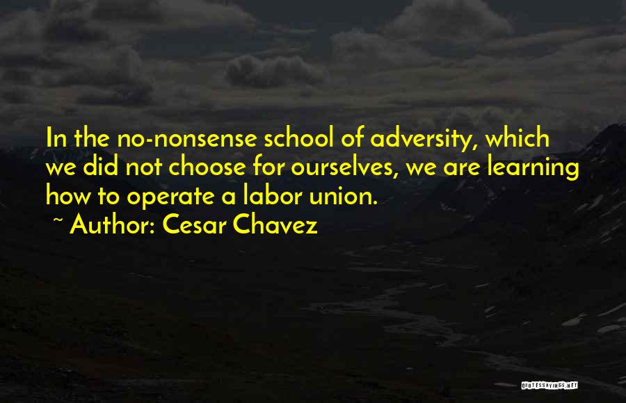 Cesar Chavez Quotes: In The No-nonsense School Of Adversity, Which We Did Not Choose For Ourselves, We Are Learning How To Operate A