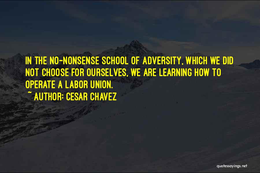 Cesar Chavez Quotes: In The No-nonsense School Of Adversity, Which We Did Not Choose For Ourselves, We Are Learning How To Operate A