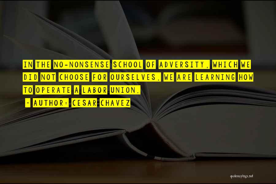 Cesar Chavez Quotes: In The No-nonsense School Of Adversity, Which We Did Not Choose For Ourselves, We Are Learning How To Operate A