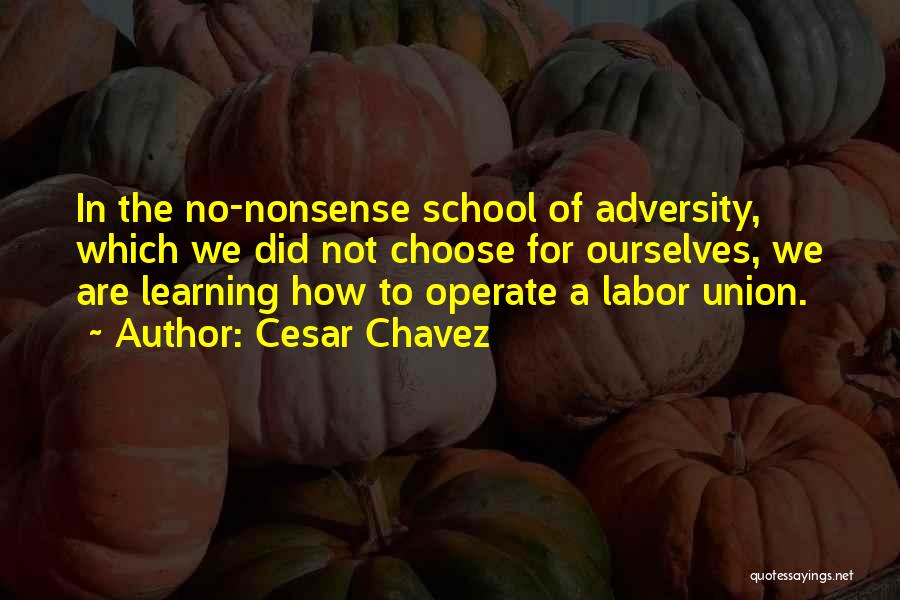 Cesar Chavez Quotes: In The No-nonsense School Of Adversity, Which We Did Not Choose For Ourselves, We Are Learning How To Operate A