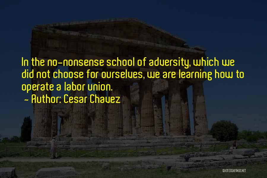 Cesar Chavez Quotes: In The No-nonsense School Of Adversity, Which We Did Not Choose For Ourselves, We Are Learning How To Operate A