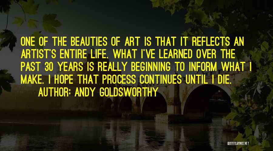 Andy Goldsworthy Quotes: One Of The Beauties Of Art Is That It Reflects An Artist's Entire Life. What I've Learned Over The Past