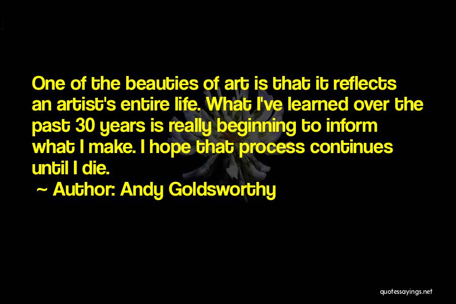Andy Goldsworthy Quotes: One Of The Beauties Of Art Is That It Reflects An Artist's Entire Life. What I've Learned Over The Past