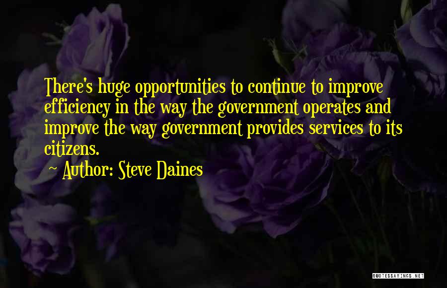 Steve Daines Quotes: There's Huge Opportunities To Continue To Improve Efficiency In The Way The Government Operates And Improve The Way Government Provides