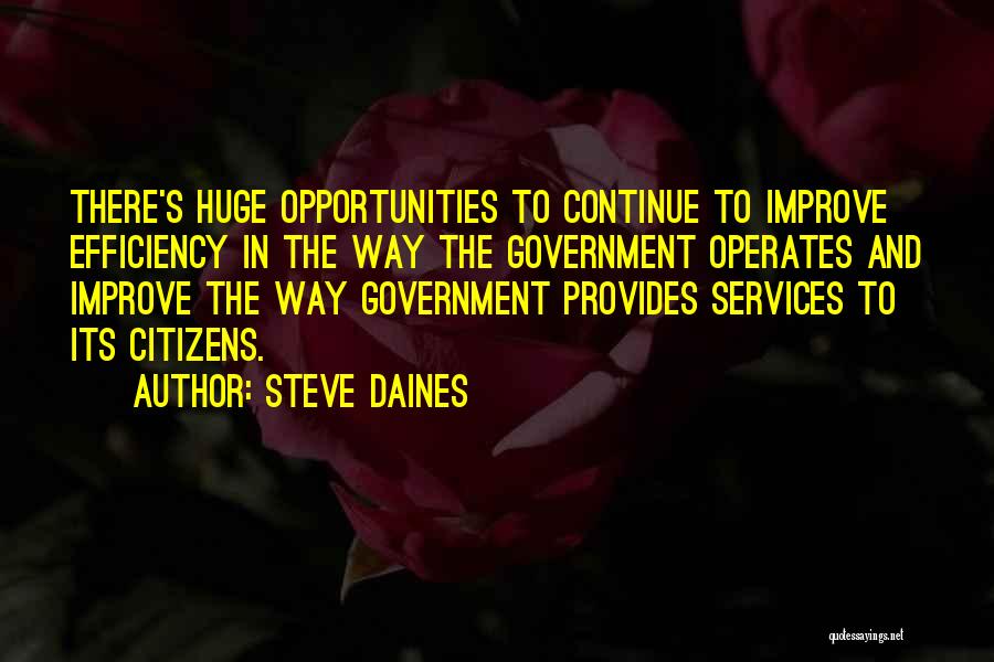 Steve Daines Quotes: There's Huge Opportunities To Continue To Improve Efficiency In The Way The Government Operates And Improve The Way Government Provides