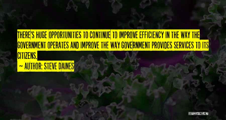 Steve Daines Quotes: There's Huge Opportunities To Continue To Improve Efficiency In The Way The Government Operates And Improve The Way Government Provides