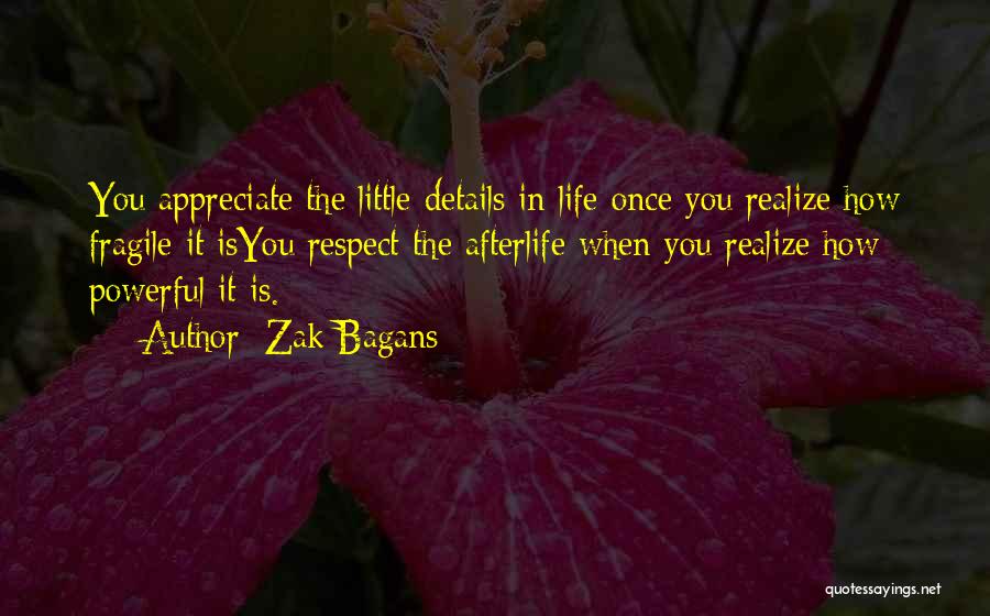 Zak Bagans Quotes: You Appreciate The Little Details In Life Once You Realize How Fragile It Isyou Respect The Afterlife When You Realize