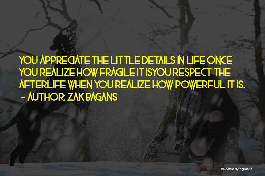 Zak Bagans Quotes: You Appreciate The Little Details In Life Once You Realize How Fragile It Isyou Respect The Afterlife When You Realize