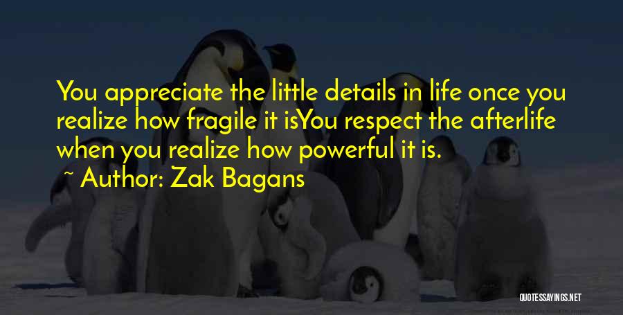Zak Bagans Quotes: You Appreciate The Little Details In Life Once You Realize How Fragile It Isyou Respect The Afterlife When You Realize