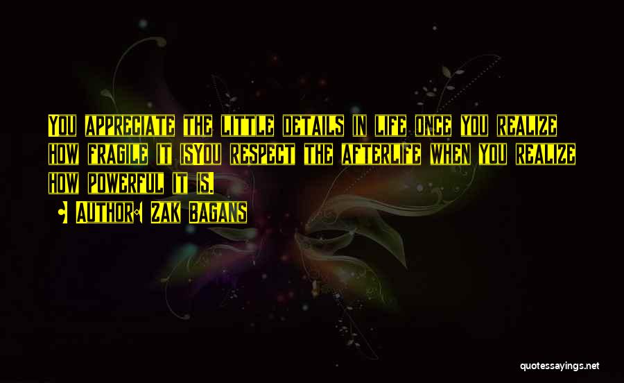 Zak Bagans Quotes: You Appreciate The Little Details In Life Once You Realize How Fragile It Isyou Respect The Afterlife When You Realize