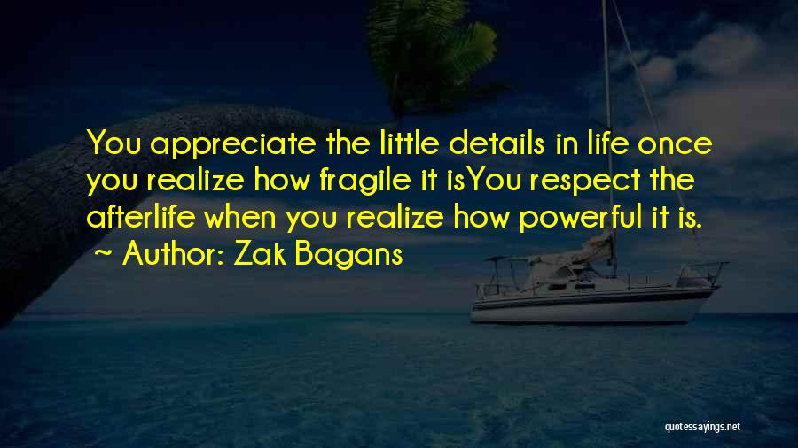 Zak Bagans Quotes: You Appreciate The Little Details In Life Once You Realize How Fragile It Isyou Respect The Afterlife When You Realize