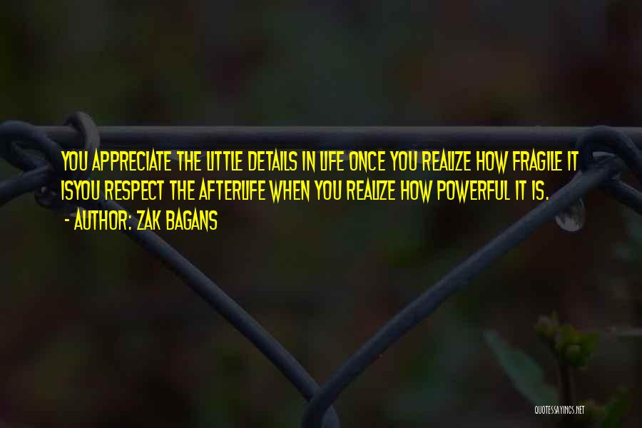 Zak Bagans Quotes: You Appreciate The Little Details In Life Once You Realize How Fragile It Isyou Respect The Afterlife When You Realize