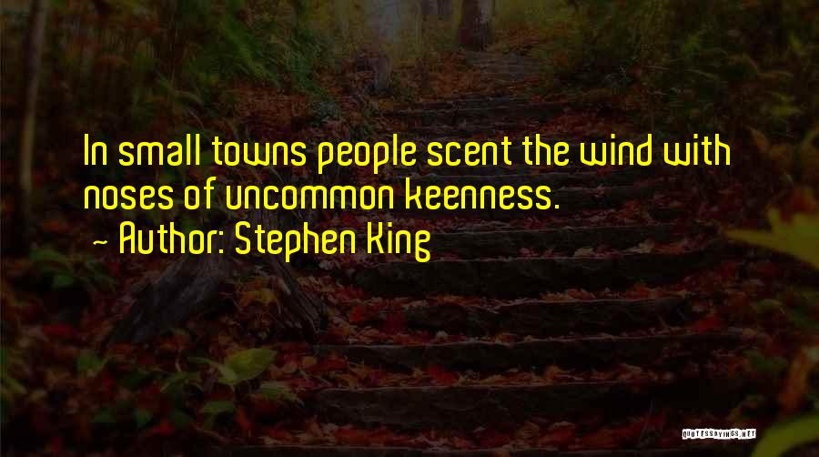 Stephen King Quotes: In Small Towns People Scent The Wind With Noses Of Uncommon Keenness.