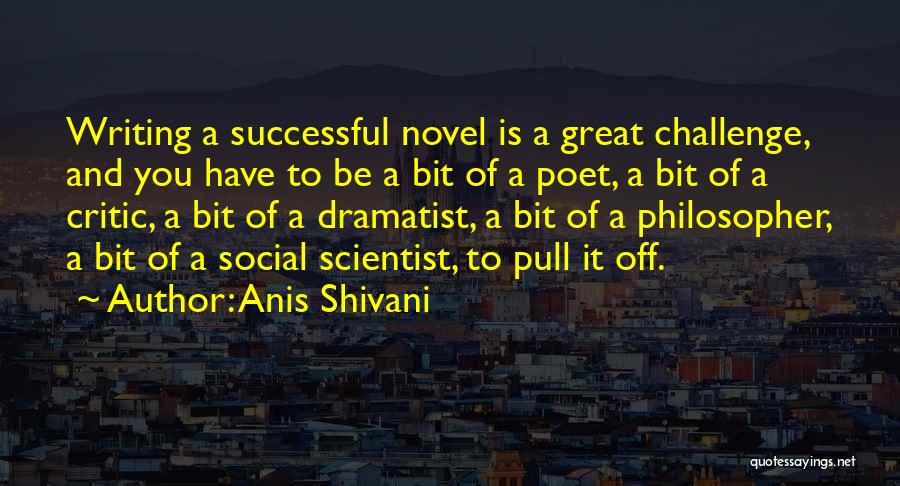 Anis Shivani Quotes: Writing A Successful Novel Is A Great Challenge, And You Have To Be A Bit Of A Poet, A Bit