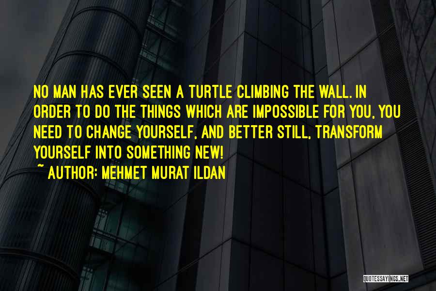 Mehmet Murat Ildan Quotes: No Man Has Ever Seen A Turtle Climbing The Wall. In Order To Do The Things Which Are Impossible For