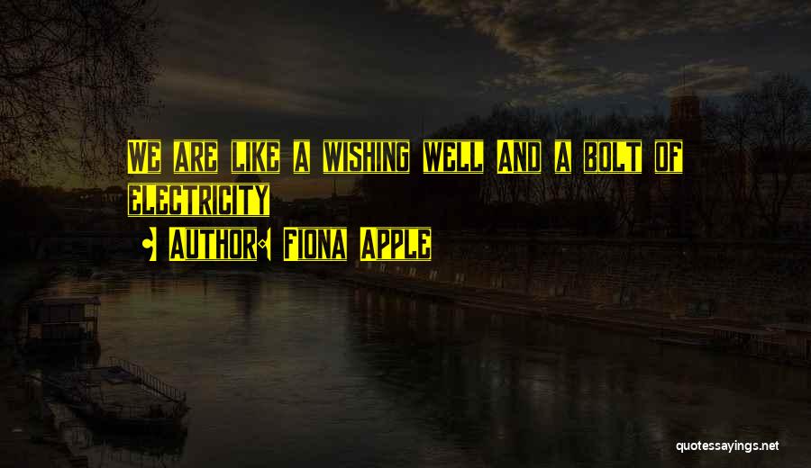 Fiona Apple Quotes: We Are Like A Wishing Well And A Bolt Of Electricity