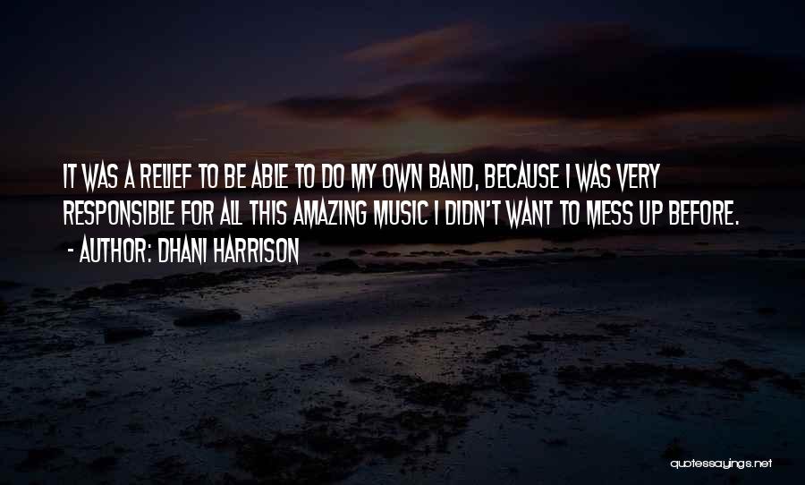 Dhani Harrison Quotes: It Was A Relief To Be Able To Do My Own Band, Because I Was Very Responsible For All This