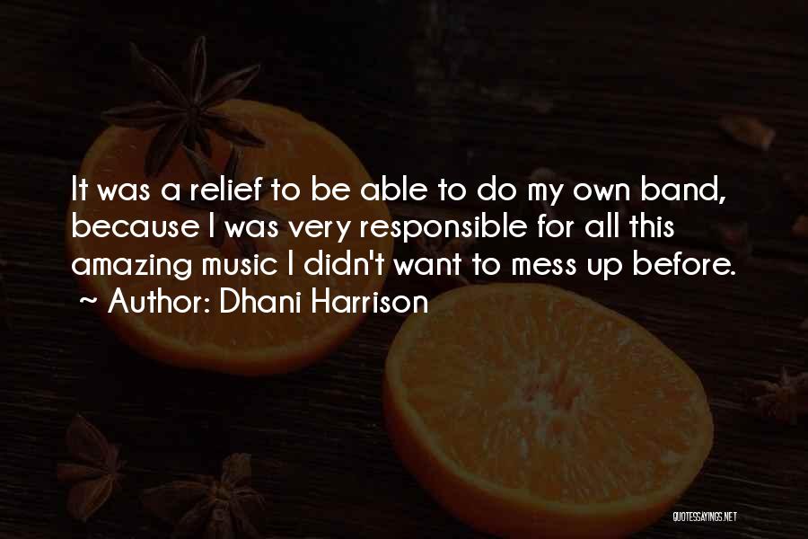 Dhani Harrison Quotes: It Was A Relief To Be Able To Do My Own Band, Because I Was Very Responsible For All This