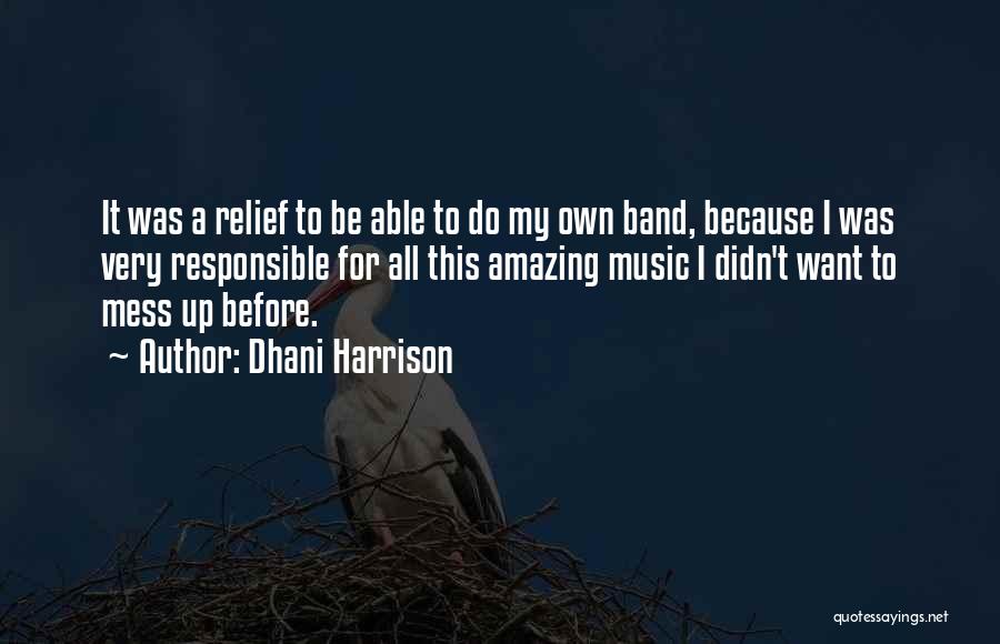 Dhani Harrison Quotes: It Was A Relief To Be Able To Do My Own Band, Because I Was Very Responsible For All This