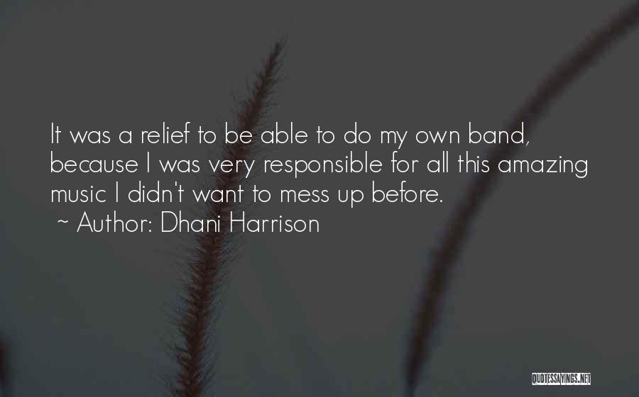 Dhani Harrison Quotes: It Was A Relief To Be Able To Do My Own Band, Because I Was Very Responsible For All This