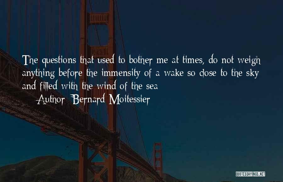 Bernard Moitessier Quotes: The Questions That Used To Bother Me At Times, Do Not Weigh Anything Before The Immensity Of A Wake So