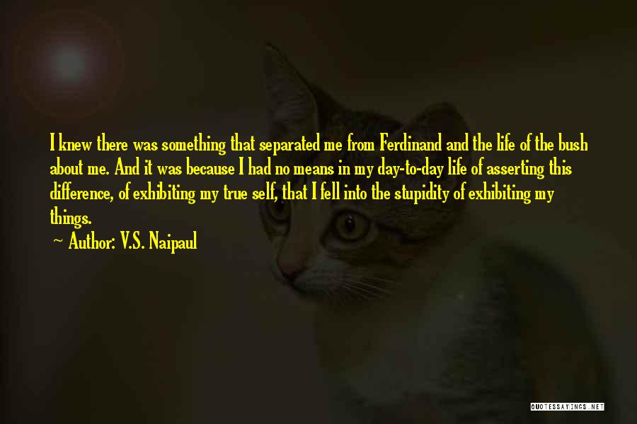 V.S. Naipaul Quotes: I Knew There Was Something That Separated Me From Ferdinand And The Life Of The Bush About Me. And It