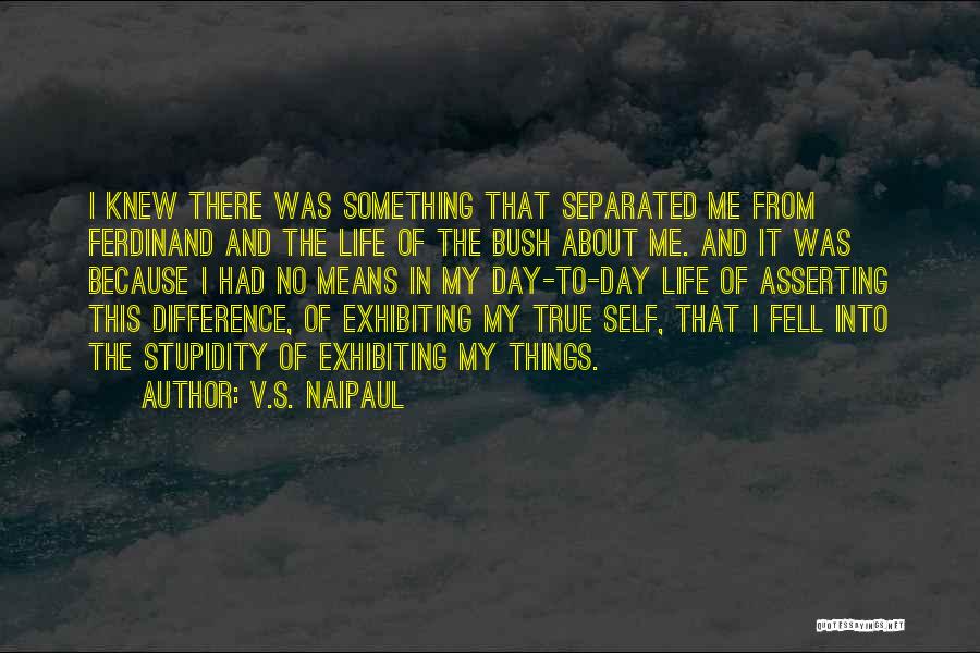 V.S. Naipaul Quotes: I Knew There Was Something That Separated Me From Ferdinand And The Life Of The Bush About Me. And It