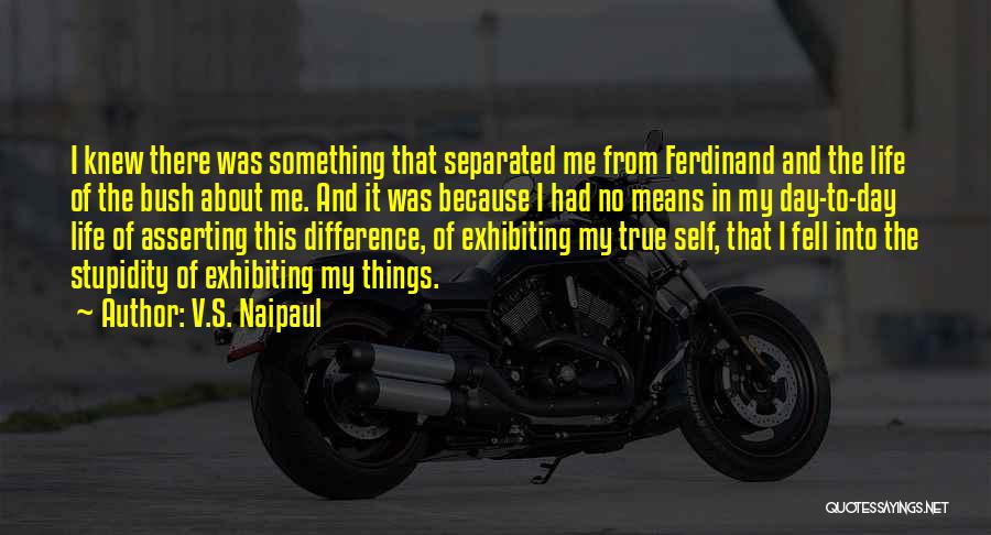 V.S. Naipaul Quotes: I Knew There Was Something That Separated Me From Ferdinand And The Life Of The Bush About Me. And It