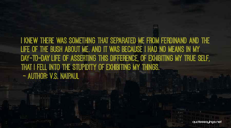 V.S. Naipaul Quotes: I Knew There Was Something That Separated Me From Ferdinand And The Life Of The Bush About Me. And It