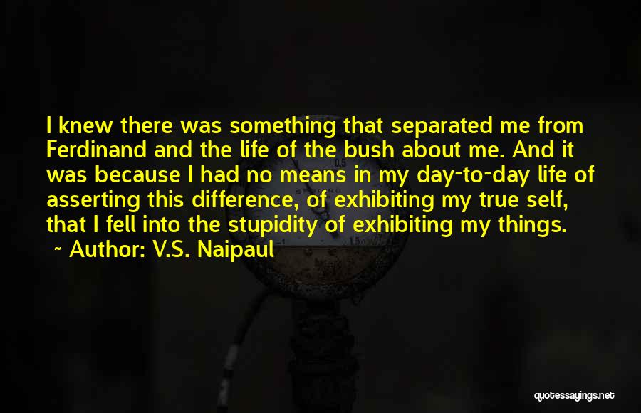 V.S. Naipaul Quotes: I Knew There Was Something That Separated Me From Ferdinand And The Life Of The Bush About Me. And It