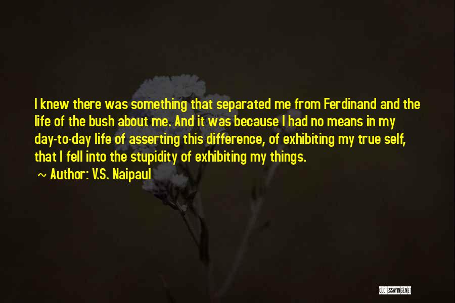 V.S. Naipaul Quotes: I Knew There Was Something That Separated Me From Ferdinand And The Life Of The Bush About Me. And It