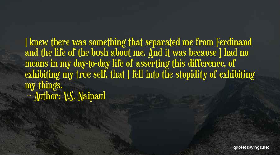 V.S. Naipaul Quotes: I Knew There Was Something That Separated Me From Ferdinand And The Life Of The Bush About Me. And It