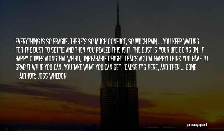 Joss Whedon Quotes: Everything Is So Fragile. There's So Much Conflict, So Much Pain ... You Keep Waiting For The Dust To Settle