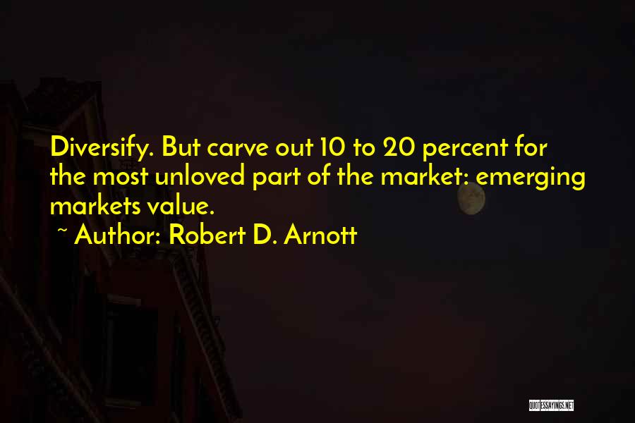 Robert D. Arnott Quotes: Diversify. But Carve Out 10 To 20 Percent For The Most Unloved Part Of The Market: Emerging Markets Value.