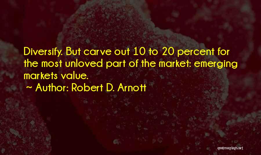 Robert D. Arnott Quotes: Diversify. But Carve Out 10 To 20 Percent For The Most Unloved Part Of The Market: Emerging Markets Value.