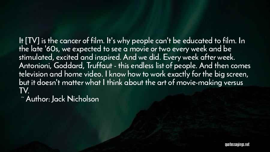 Jack Nicholson Quotes: It [tv] Is The Cancer Of Film. It's Why People Can't Be Educated To Film. In The Late '60s, We