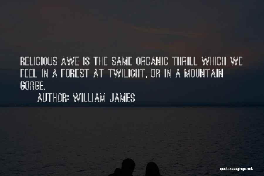 William James Quotes: Religious Awe Is The Same Organic Thrill Which We Feel In A Forest At Twilight, Or In A Mountain Gorge.