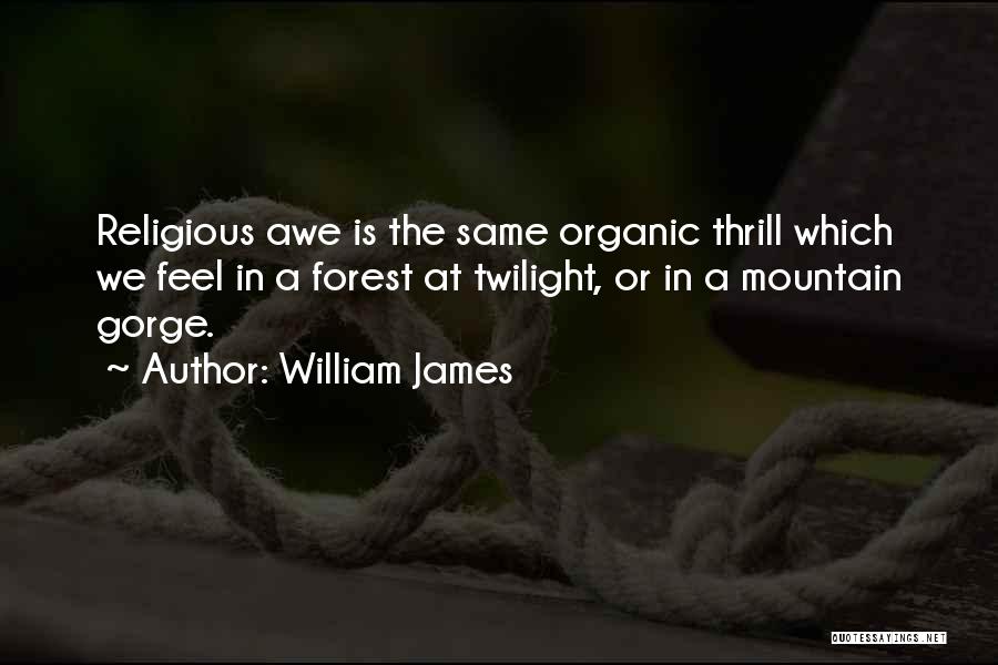 William James Quotes: Religious Awe Is The Same Organic Thrill Which We Feel In A Forest At Twilight, Or In A Mountain Gorge.