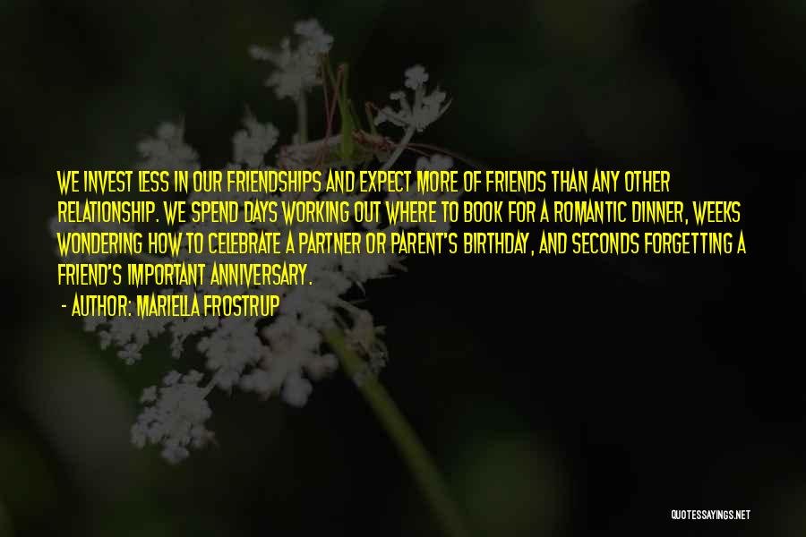 Mariella Frostrup Quotes: We Invest Less In Our Friendships And Expect More Of Friends Than Any Other Relationship. We Spend Days Working Out