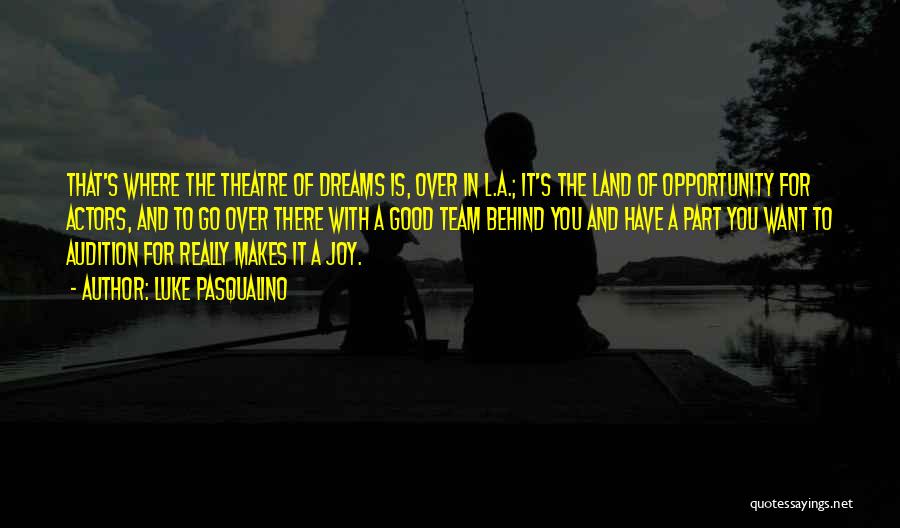 Luke Pasqualino Quotes: That's Where The Theatre Of Dreams Is, Over In L.a.; It's The Land Of Opportunity For Actors, And To Go