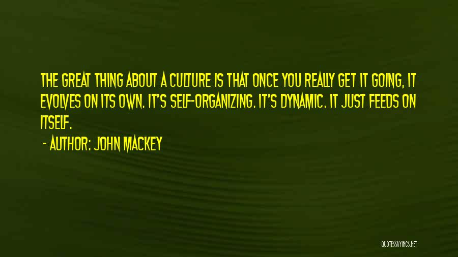 John Mackey Quotes: The Great Thing About A Culture Is That Once You Really Get It Going, It Evolves On Its Own. It's