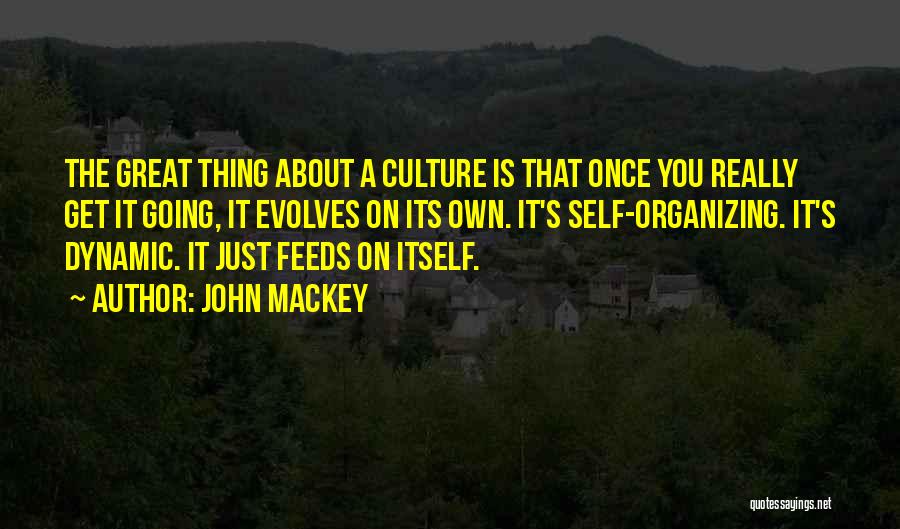 John Mackey Quotes: The Great Thing About A Culture Is That Once You Really Get It Going, It Evolves On Its Own. It's