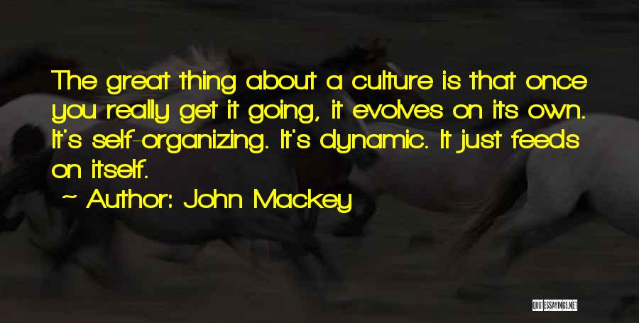 John Mackey Quotes: The Great Thing About A Culture Is That Once You Really Get It Going, It Evolves On Its Own. It's
